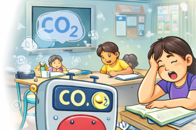 If CO₂ rises too much in a classroom, what might I feel?