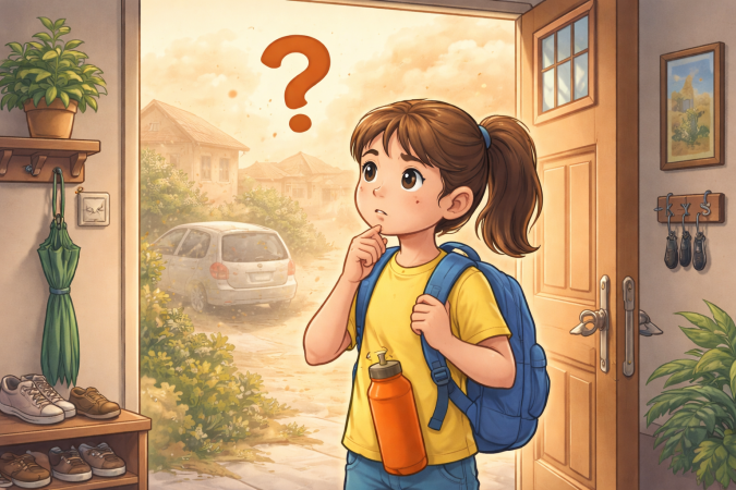 When there are warnings about high dust levels in the air and we need to go outside, how can we protect ourselves?